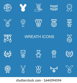 Editable 22 iconos de flor para web y móvil. Conjunto de flores incluidas línea Holden, Medal, Garlands, Medallas, Laurel, Ganador, Garland sobre fondo azul