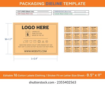 Editable 2.4x1.7 inch 16 Cotton Labels for Clothing, Tag, Stiker Fit In Letter Sheet