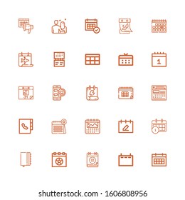 Editable 25 agenda icons for web and mobile. Set of agenda included icons line Calendar, Agenda, Medical appointment, Date on white background