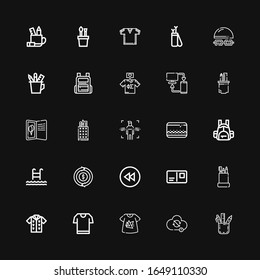 Editable 25 Back Icons For Web And Mobile. Set Of Back Line Icons Including:line Pencil Case, Sync, Tshirt, Postcard, Backward, Refund, Swim, Backpack, Body, Swimming On Black Background