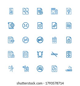 Editable 25 bad icons for web and mobile. Set of bad included icons line Cigar, File, No smoking, Smoker, Terror, No smoke, Devil, Cigarette, Smoking, Unhappy on white background