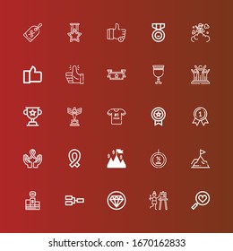 Editable 25 mejores iconos para web y móvil. Conjunto de iconos mejor incluidos línea Favoritos, Satisfacción, Calidad, Competencia, Podio, Logro, Descuento, Éxito, Cinta en rojo