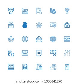Editable 25 bill icons for web and mobile. Set of bill included icons line Invoice, Receipt, Bill, Money, Amount on white background