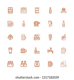 Editable 25 brew icons for web and mobile. Set of brew included icons line Tea bag, Beer, Beer tap, Beers, Hop, Malt on white background