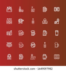 Editable 25 canned icons for web and mobile. Set of canned included icons line Beers, Beer, Tinned food, Sardines, Tin on red