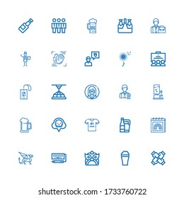 Editable 25 íconos de la empresa para web y móvil. El conjunto de compañías incluía la línea de iconos Unidos, Cerveza, Dragón, Teclado, Orgullo, Mejor amigo, Co, Empleado, Cliente sobre fondo blanco