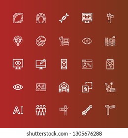 Editable 25 curve icons for web and mobile. Set of curve included icons line Straight, Suspension, Graphic designer, Cloning, Typography, Heart rate, Graphic design, Arch on red