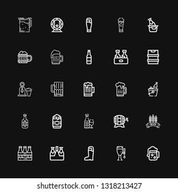 Editable 25 draught icons for web and mobile. Set of draught included icons line Beer, Beers, Beer can on black background