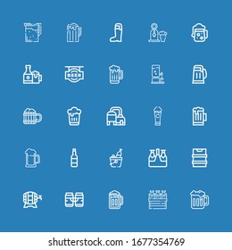 Editable 25 draught icons for web and mobile. Set of draught included icons line Beer, Beers on blue background