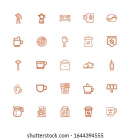 Editable 25 espresso icons for web and mobile. Set of espresso included icons line Mug, Coffee, Coffee beans, Coffee machine, pot, Cups, Cup, cup on white background