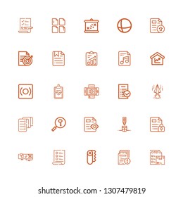 Editable 25 form icons for web and mobile. Set of form included icons line Wishlist, File, Paper, List, Balcony, Cylinder, Password, Invoice, Papers, Tasks on white background