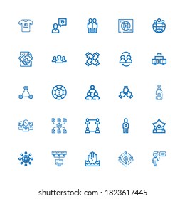 Editable 25 friendship icons for web and mobile. Set of friendship included icons line Greeting, Team, Help, Network, Networking, Teamwork, Friend, Spirits on white background
