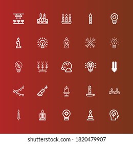 Editable 25 Glowing Icons For Web And Mobile. Set Of Glowing Included Icons Line Inspiration, Candle, Lightbulb, Candles, Laser Pen, Light, Full Moon, Bulb, Glow On Red