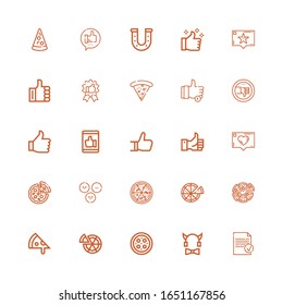 Bearbeitbar 25 gute Symbole für Web und Mobile. Reihe gut eingeschlossener Symbole Zeile Fertig, Teufel, Pizza, Zufriedenheit, Auftauchen, Abtauchen, Abtauchen, Empfehlung, Aufblasen auf weißem Hintergrund