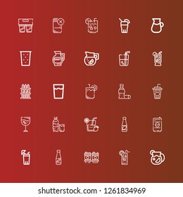 Editable 25 lemonade icons for web and mobile. Set of lemonade included icons line Juice, Lemonade, Drink, Cola, Drinks, Lemon juice on red