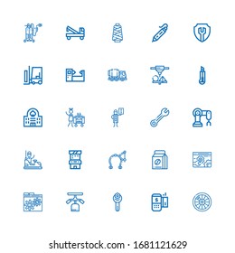 Editable 25 Machine Icons For Web And Mobile. Set Of Machine Included Icons Line Roulette, Payment Terminal, Wrench, Gym Station, Settings, Coffee Beans, Brake On White Background