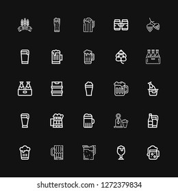 Editable 25 malt icons for web and mobile. Set of malt included icons line Beer, Hop on black background