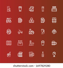 Editable 25 malt icons for web and mobile. Set of malt included icons line Beer, Beers, Hop, Dark beer on red