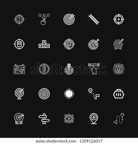 Editable 25 opportunity icons for web and mobile. Set of opportunity included icons line Direction, Target, Carrier, Dartboard, Darts, Choice, Ladder on black background