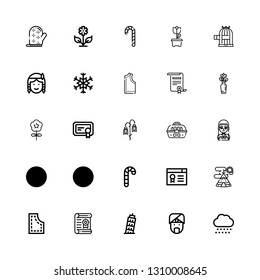 Editable 25 ornament icons for web and mobile. Set of ornament included icons line Snow, Indian, Pisa, Certificate, Pattern, Indian tent, Candy cane, Leaves on white background