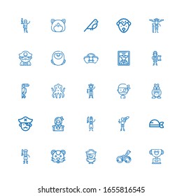 Editable 25 parrot icons for web and mobile. Set of parrot included icons line Pet, Bird, Parrot, Hamster, Pirate, Kraken, Toucan, Pirates, Macaw, Hedgehog on white background