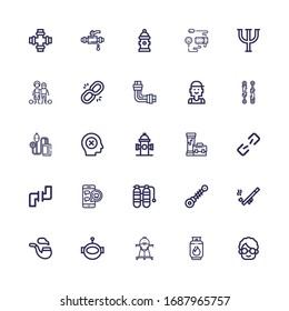 Editable 25 pressure icons for web and mobile. Set of pressure included icons line Grandmother, Gas, Cooker, Aqualung, Pipe, Suspension, Oxygen tank, Medical appointment on white background