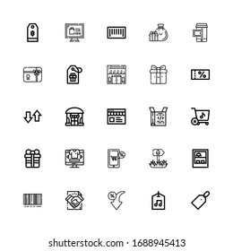 Editable 25 price icons for web and mobile. Set of price included icons line Price tag, Label, Discount, Deal, Barcode, Shop, Sign, Online shop, Gift, Store on white background