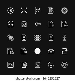 25 iconos de actualización editables para web y móvil. Conjunto de actualizaciones de iconos incluidos línea Reload, Rotate, File, Encore, Repeat, Bandeja de entrada, Reciclaje, Entradas, Exchange en fondo negro