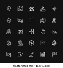 Editable 25 south icons for web and mobile. Set of south included icons line Flag, Map, Compass, Border, Wrestler, Windrose on black background