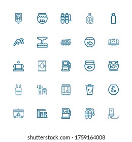 Editable 25 tank icons for web and mobile. Set of tank included icons line Oxygen, Gas pump, Gas station, Recycling bin, Fishbowl, Barrel, Gas, Sleeveless shirt on white background