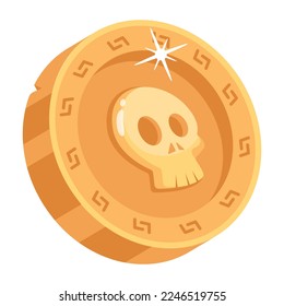 An editable 2d icon of pirate coin 
