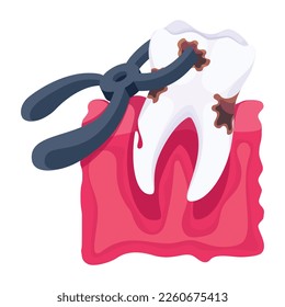 An editable 2d icon of tooth extraction