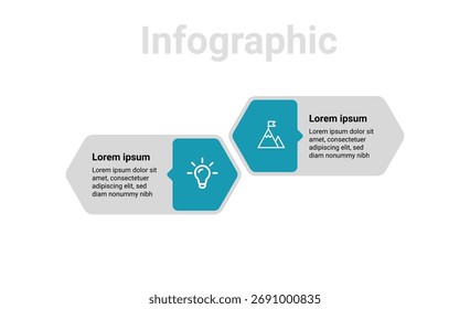 Plantilla infográfica de 2 pasos editable para la estrategia empresarial, el mapeo de flujo de trabajo y la visualización del Plan de marketing en un diseño de Vector de Profesional
