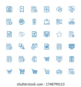Editable 36 add icons for web and mobile. Set of add included icons line File, Online shop, Trolley, Shopping cart, Add, Exclude, Favourite, Night mode, Online shopping on white background