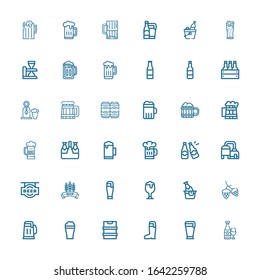Editable 36 ale icons for web and mobile. Set of ale included icons line Beer, Hop, Beers, Beer bottle on white background