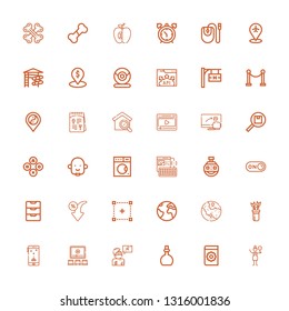 Editable 36 app icons for web and mobile. Set of app included icons line Crossing, Manual, Potion, Answer, Video, Game, Arrows, Gps, Earth, Selection, Discount on white background