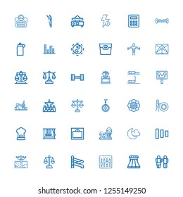 Editable 36 balance icons for web and mobile. Set of balance included icons line Equality, Sliders, Equalizer, Slider, Balance, Fitness, Fade buttons, Night mode on white background