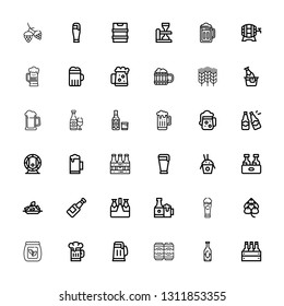 Editable 36 barley icons for web and mobile. Set of barley included icons line Beer, Beers, Seed bag, Hop, Rice, Wheat, Dark beer on white background