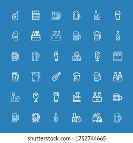 Editable 36 bitter icons for web and mobile. Set of bitter included icons line Beer, Beers on blue background