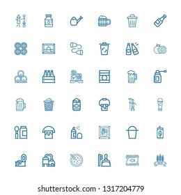 Editable 36 can icons for web and mobile. Set of can included icons line Beer, Canned food, Dustpan, Red bean soup, Tin, Can, Bucket, Painting, Spray, Baby food on white background