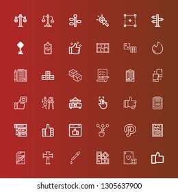 Editable 36 choice icons for web and mobile. Set of choice included icons line Like, Dice, Pantone, Picker, Cross, Test, Clipboard, Path, Choice, Tasks, List, Touch, Balance on red