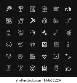 Editable 36 choice icons for web and mobile. Set of choice included icons line Like, Clipboard, Quality, Choice, List, Direction, Selection, Favorite, Puzzle on black background