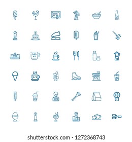 Editable 36 cup icons for web and mobile. Set of cup included icons line Competition, Coffee pot, Podium, Ice cream, Award, Boiled egg, Prize, Take away, Vuvuzela on white background