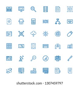 Editable 36 data icons for web and mobile. Set of data included icons line Analytics, File, Jpg, Keyboard, Server, Usb cable, Investment, Web design, Bars graphics on white background