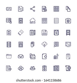 Editable 36 file icons for web and mobile. Set of file included icons line File, Sheet, Picture, Cloud computing, Notepad, Collecting, Document, Folder, Inbox on white background