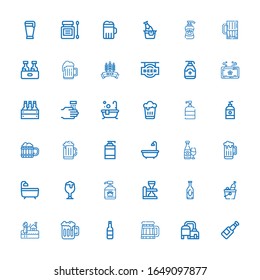 Editable 36 iconos de espuma para web y móvil. Conjunto de espumas incluidos iconos línea Cerveza, Bath, Shampoo, Jabón, MANOS LAVADORAS, Gel, Antiséptico sobre fondo blanco