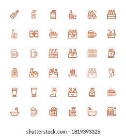 Editable 36 foam icons for web and mobile. Set of foam included icons line Antiseptic, Bath, Beer, Gel, Beers, Soap, Skin, Shampoo on white background
