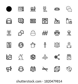 Editable 36 group icons for web and mobile. Set of group included icons line Queue, d, No smoke, Graphic, Avatar, Communication, Gift bag, Share, Contact, Smoke on white background