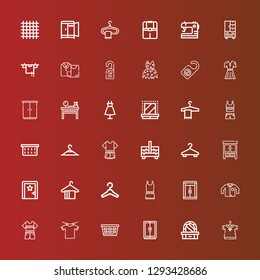 Editable 36 hanger icons for web and mobile. Set of hanger included icons line Clothing, Dressing table, Wardrobe, Laundry, Clothes hanger, Clothes, Dressing room on red