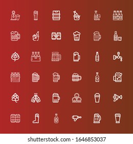 Editable 36 hop icons for web and mobile. Set of hop included icons line Beer, Blaster, Beers, Hop, Dark beer, Beer tap on red